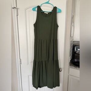 Zenana Olive Green Tiered Midi Dress